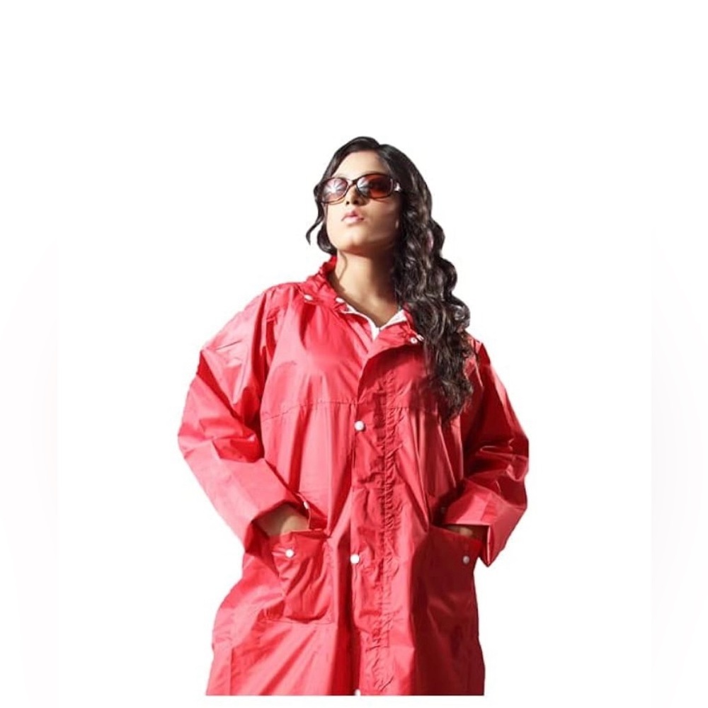 VINTAGE For All Season Red checkered Rain Coat …185-Hanger